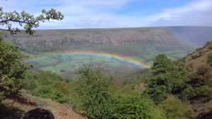 Weather forecasts for hiking: rainbow in the valley
