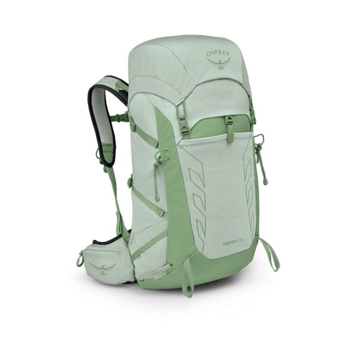 An Osprey Tempest 33, showing the new design of cinch straps.